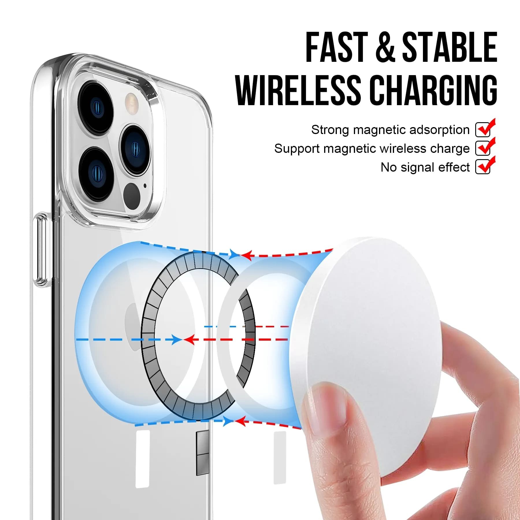 2 in 1 magnet transparent TPU case