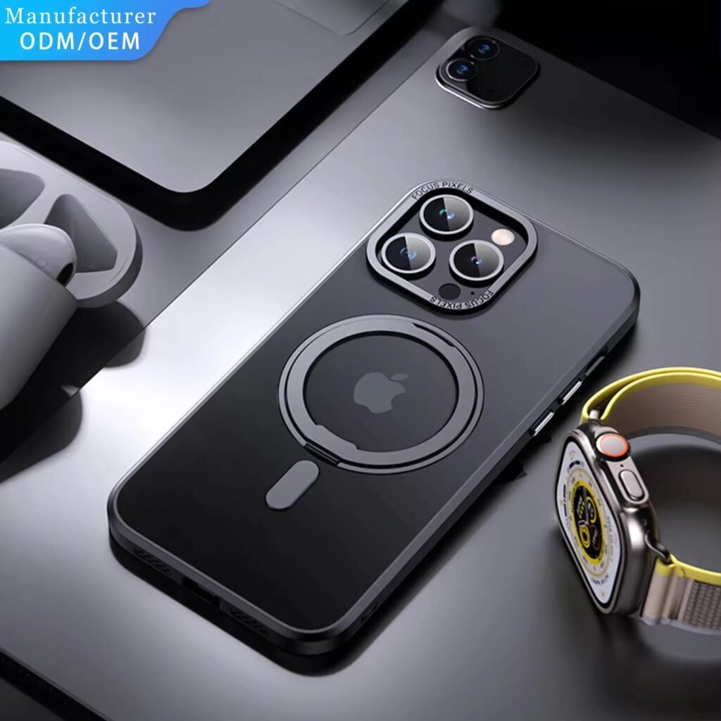case with 360 rotatable magnetic ring black