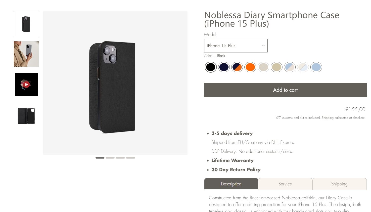 elegance series leather case for iphone 15