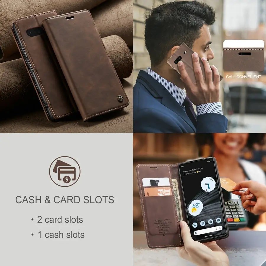 Google Pixel 7 Leather Phone Case With Card Holder