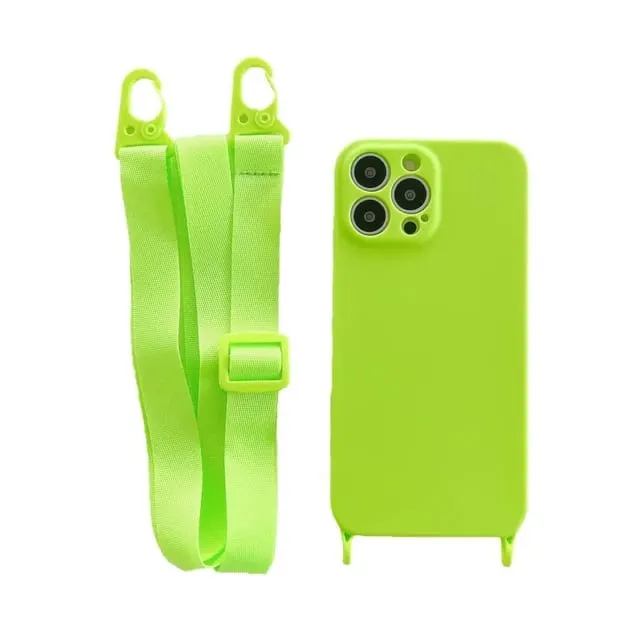 Crossbody Phone Case for iPhone Silicone with Lanyard