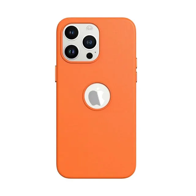 Solid Color PU Leather iPhone Case with MagSafe